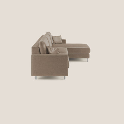 Andromeda divano letto angolare in velluto morbido impermeabile T01 marrone