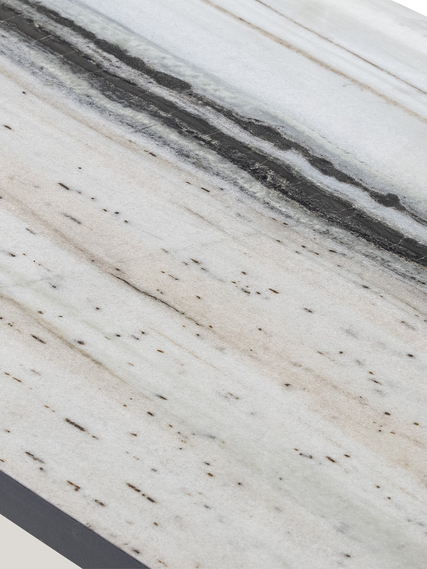 Ines tavolino rettangolare in marmo bianco venato con struttura antracite
