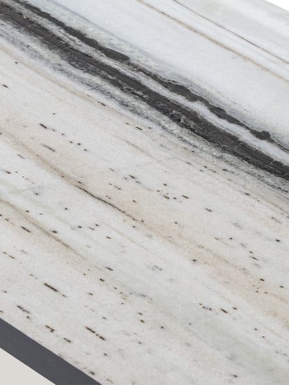Ines tavolino rettangolare in marmo bianco venato con struttura antracite