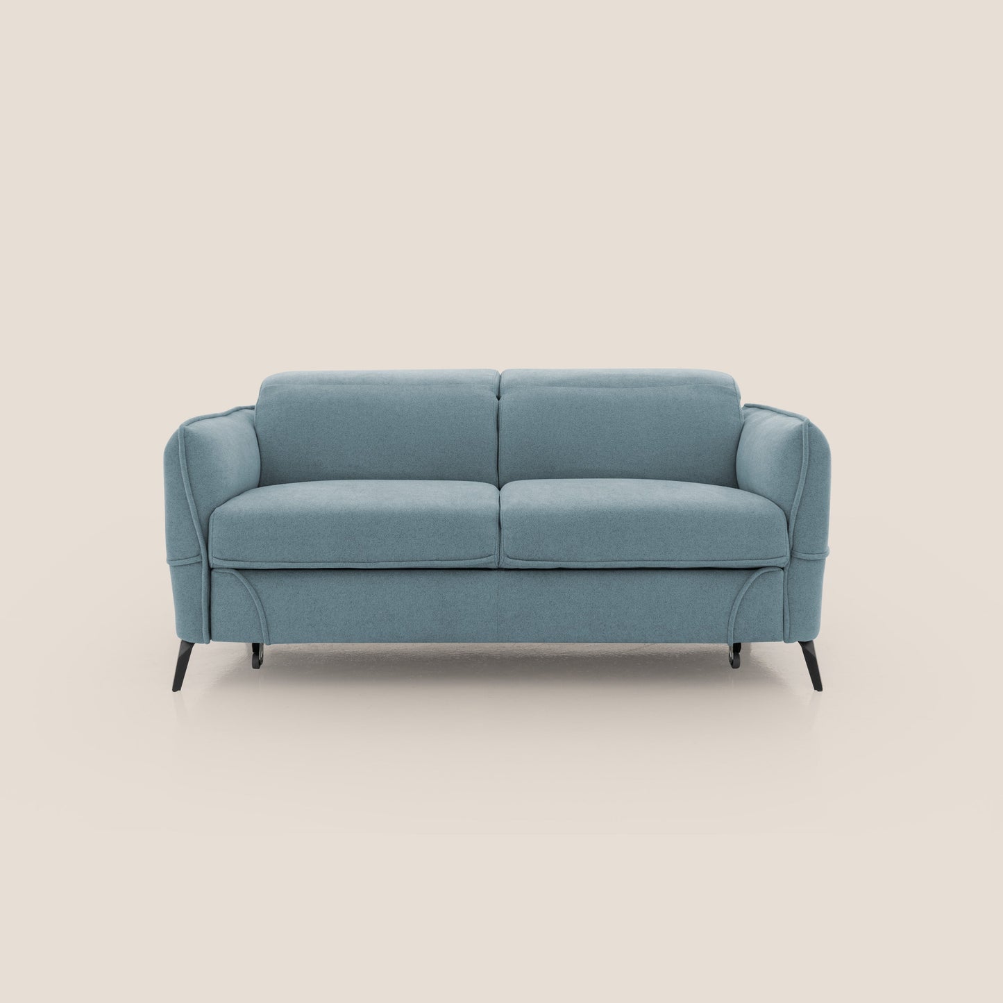 Bloom Divano con poggiapiedi estraibile piedini alti e poggiatesta reclinabili in tessuto bouclé impermeabile T07 carta da zucchero