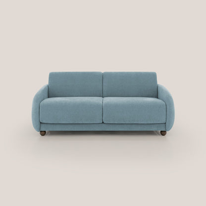 Giglio divano letto scandinavo japandi con materasso H18 cm in tessuto Bouclé impermeabile T07 carta da zucchero