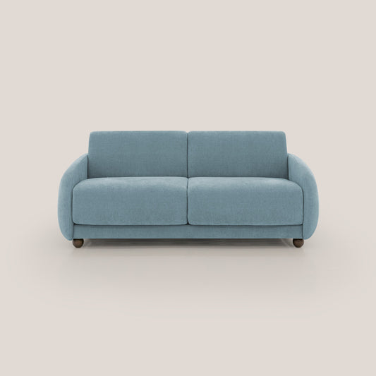 Giglio divano letto scandinavo japandi con materasso H18 cm in tessuto Bouclé impermeabile T07 carta da zucchero