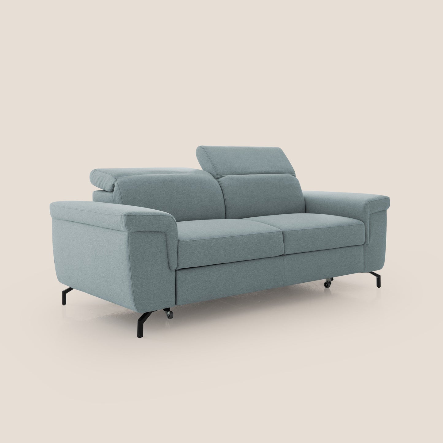 Aisha Divano con poggiapiedi estraibile piedini alti e poggiatesta reclinabili in tessuto Smacchiabile T05 carta da zucchero