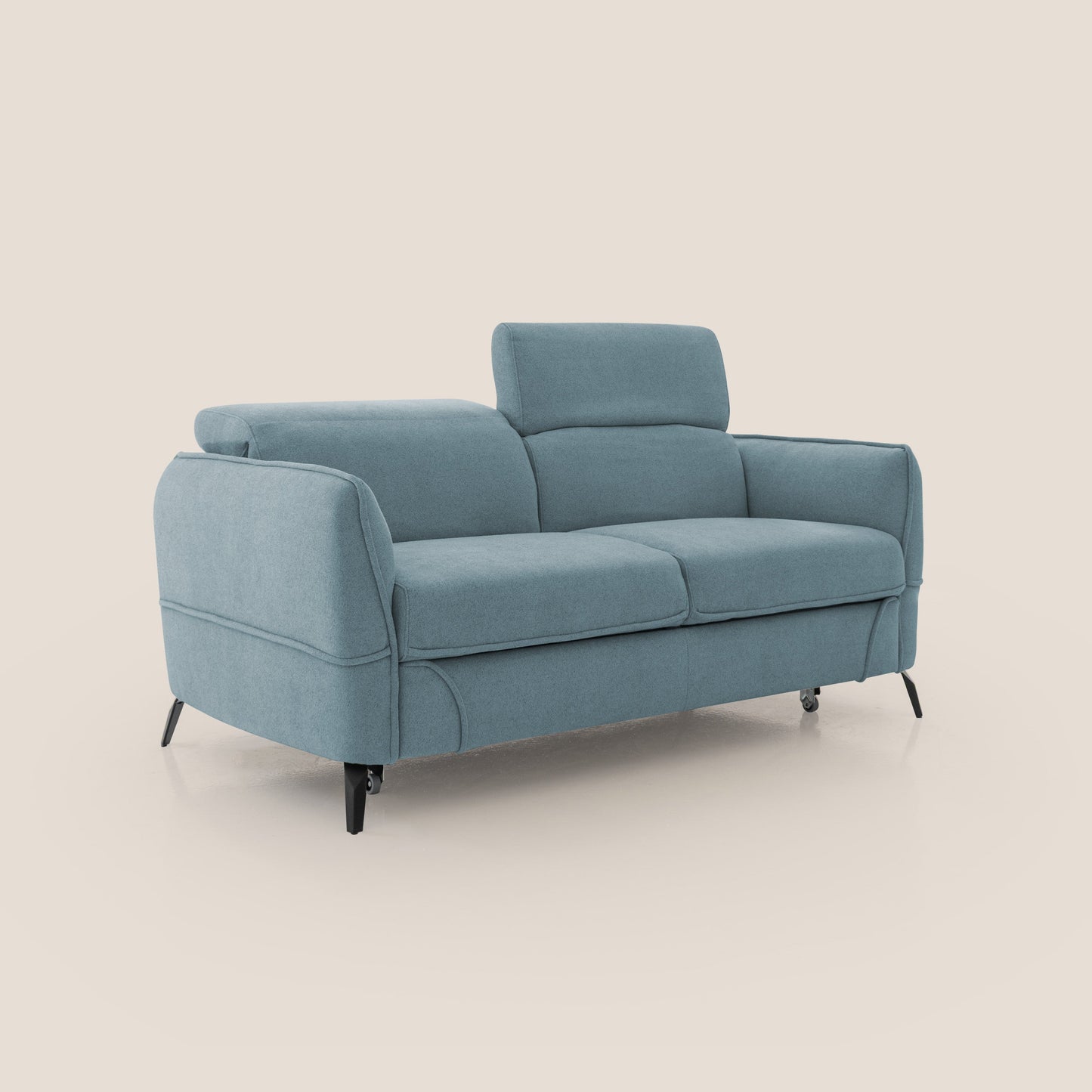 Bloom Divano con poggiapiedi estraibile piedini alti e poggiatesta reclinabili in tessuto bouclé impermeabile T07 carta da zucchero