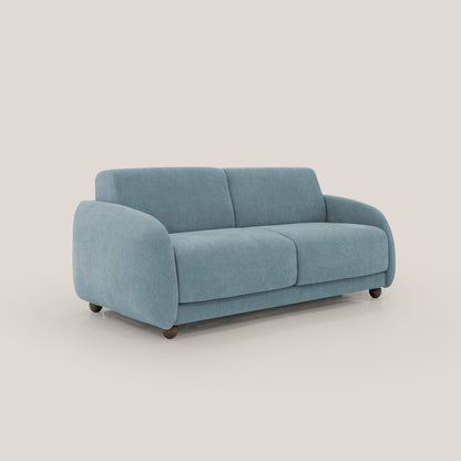 Giglio divano letto scandinavo japandi con materasso H18 cm in tessuto Bouclé impermeabile T07 carta da zucchero