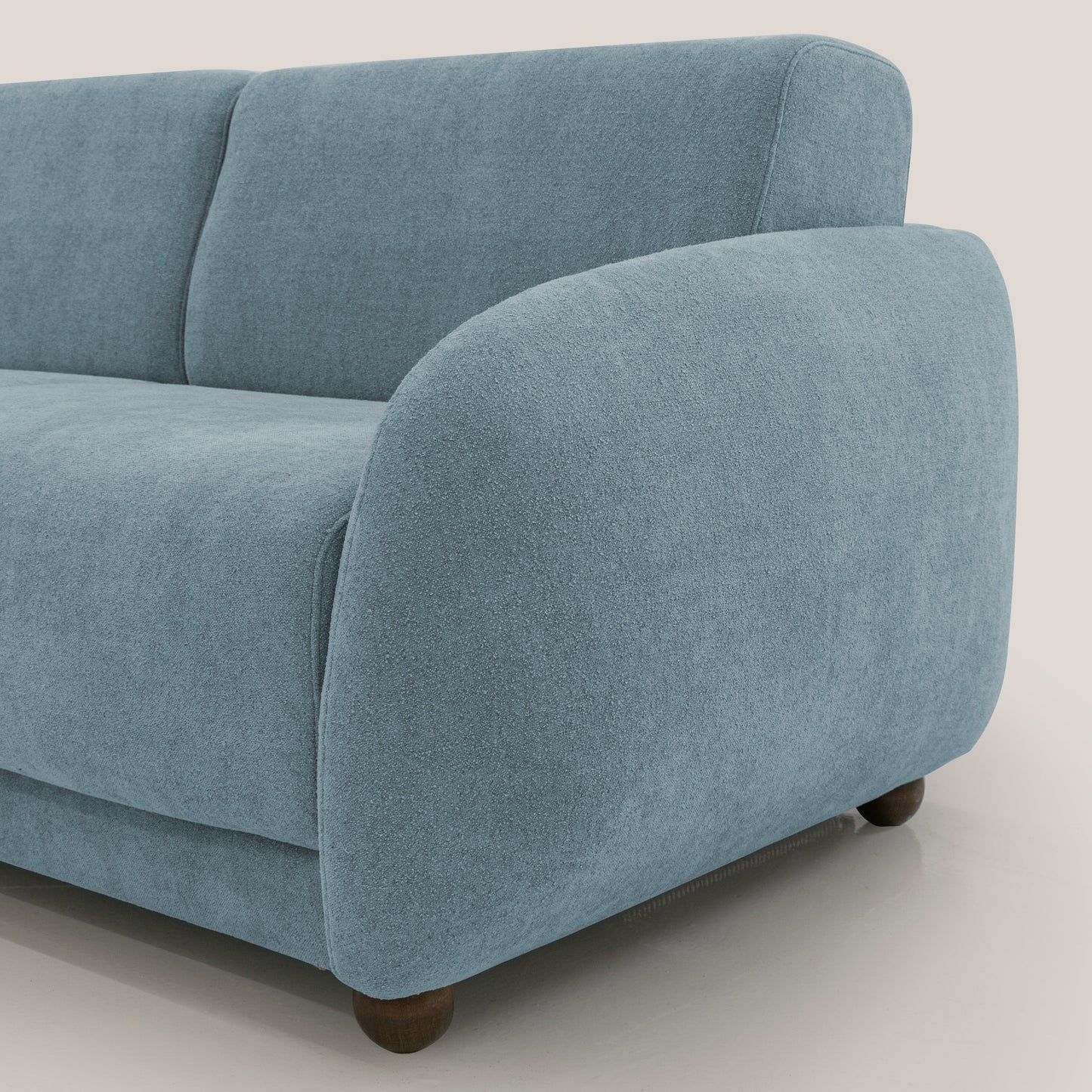 Giglio divano letto scandinavo japandi con materasso H18 cm in tessuto Bouclé impermeabile T07 carta da zucchero