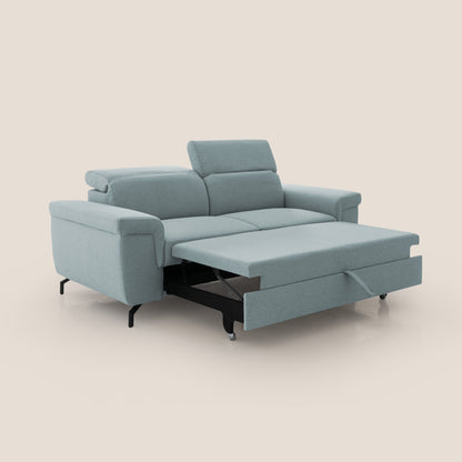 Aisha Divano con poggiapiedi estraibile piedini alti e poggiatesta reclinabili in tessuto Smacchiabile T05 carta da zucchero