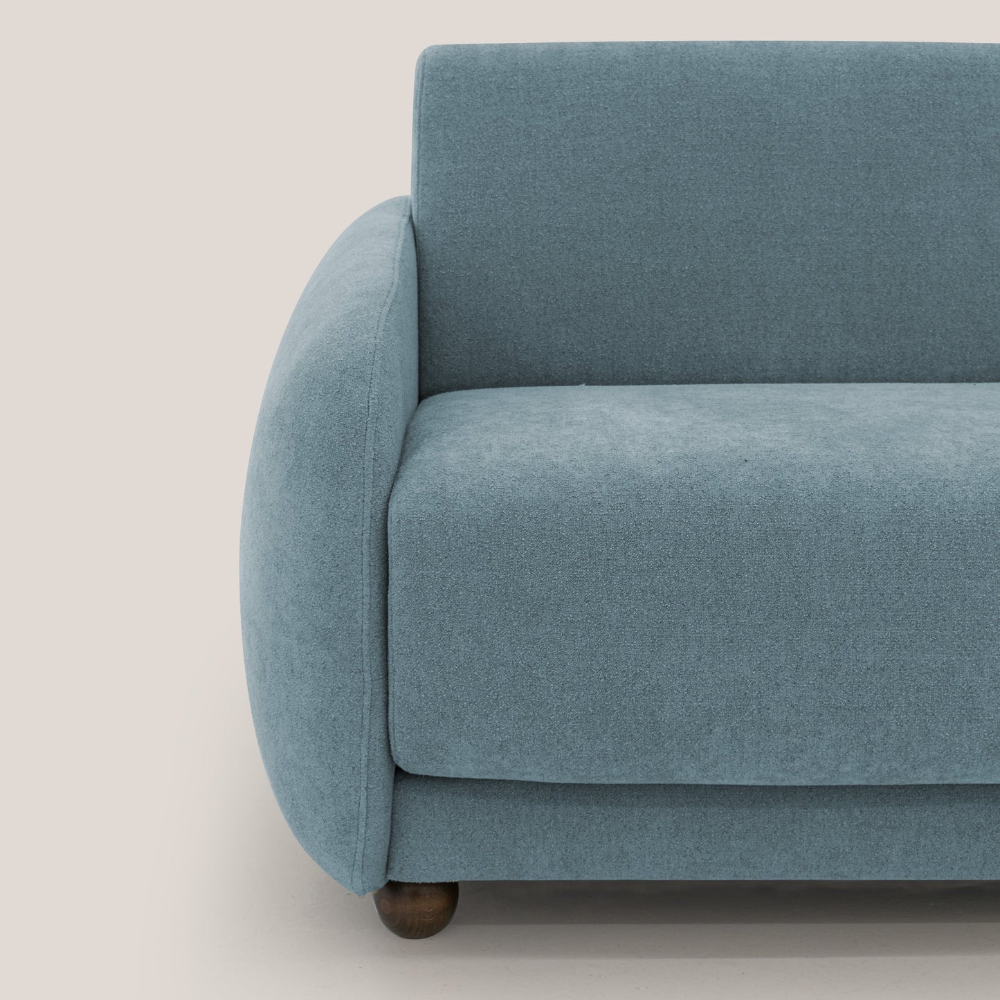 Giglio divano letto scandinavo japandi con materasso H18 cm in tessuto Bouclé impermeabile T07 carta da zucchero