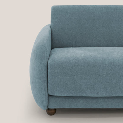 Giglio divano letto scandinavo japandi con materasso H18 cm in tessuto Bouclé impermeabile T07 carta da zucchero
