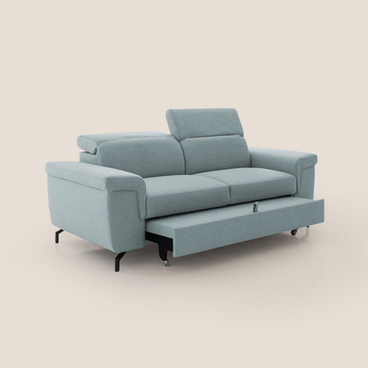 Aisha Divano con poggiapiedi estraibile piedini alti e poggiatesta reclinabili in tessuto Smacchiabile T05 carta da zucchero