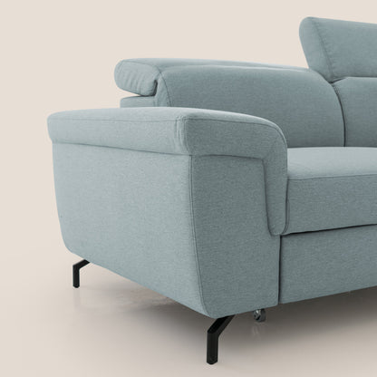 Aisha Divano con poggiapiedi estraibile piedini alti e poggiatesta reclinabili in tessuto Smacchiabile T05 carta da zucchero