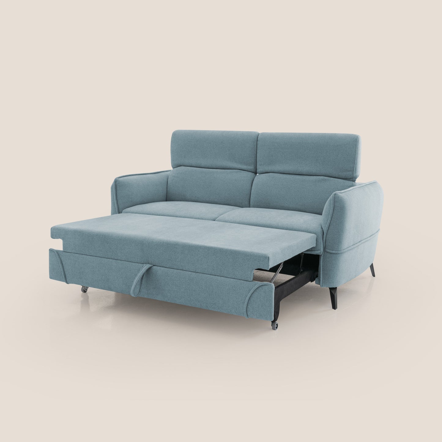 Bloom Divano con poggiapiedi estraibile piedini alti e poggiatesta reclinabili in tessuto bouclé impermeabile T07 carta da zucchero