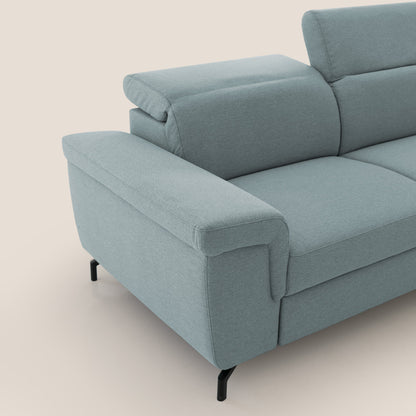 Aisha Divano con poggiapiedi estraibile piedini alti e poggiatesta reclinabili in tessuto Smacchiabile T05 carta da zucchero