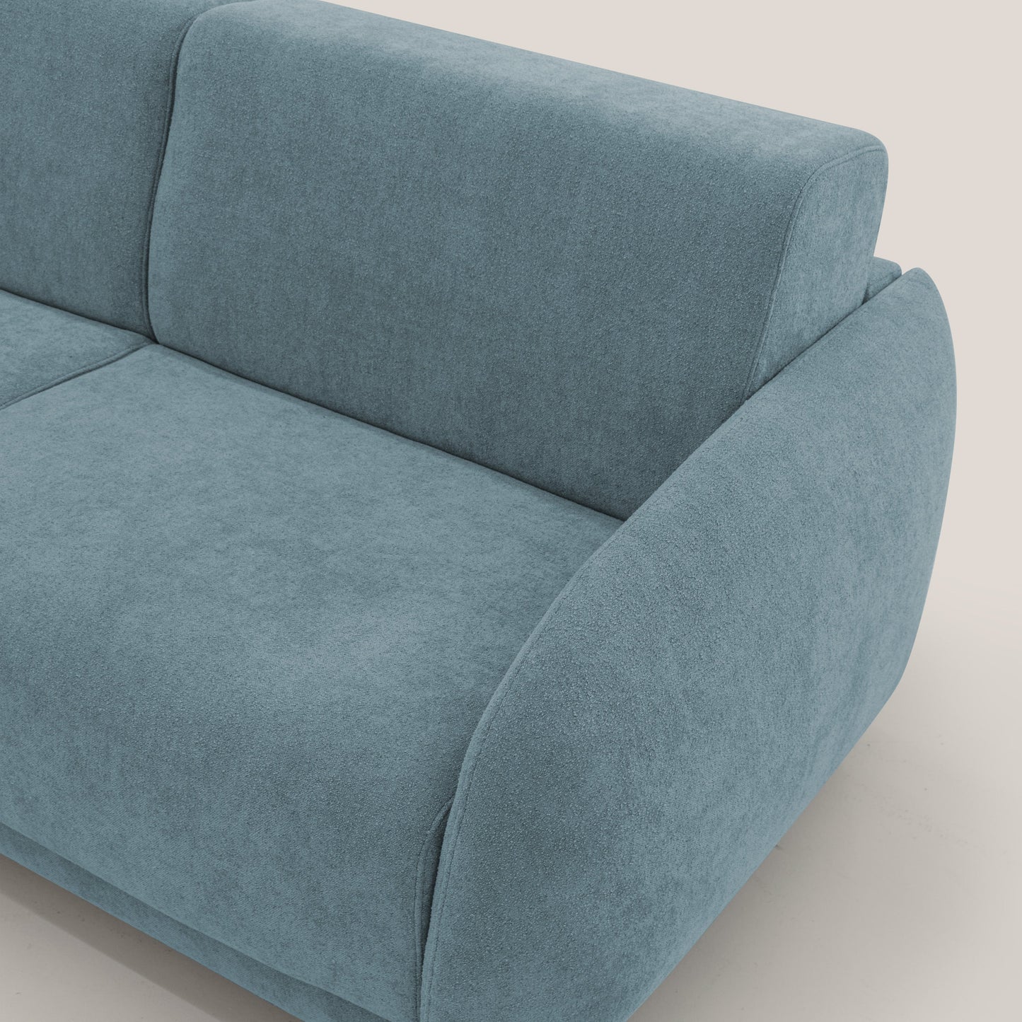 Giglio divano letto scandinavo japandi con materasso H18 cm in tessuto Bouclé impermeabile T07 carta da zucchero