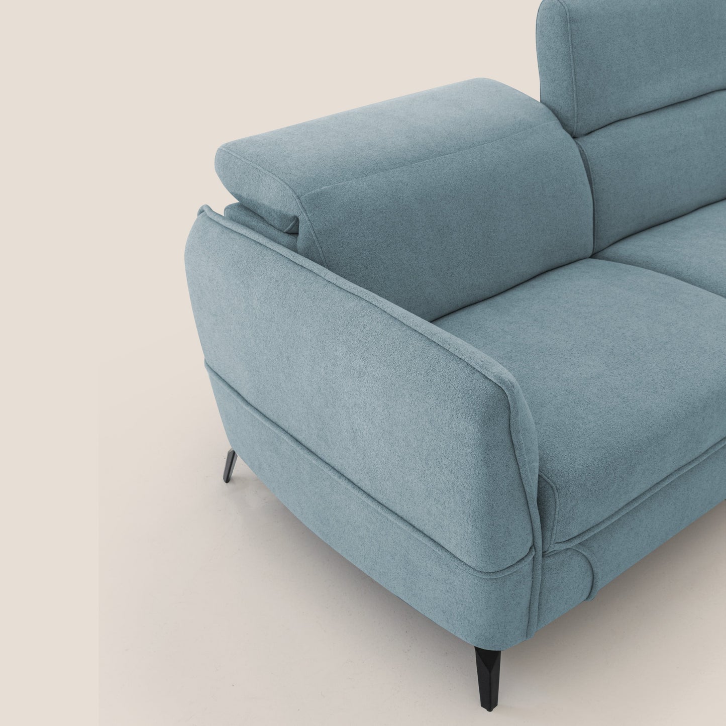 Bloom Divano con poggiapiedi estraibile piedini alti e poggiatesta reclinabili in tessuto bouclé impermeabile T07 carta da zucchero