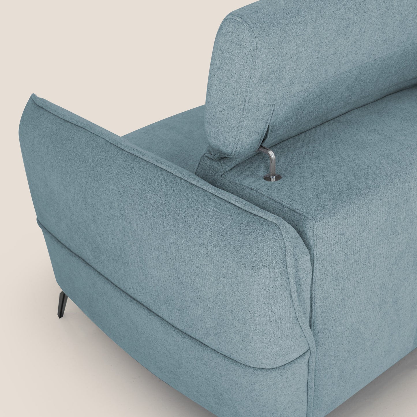 Bloom Divano con poggiapiedi estraibile piedini alti e poggiatesta reclinabili in tessuto bouclé impermeabile T07 carta da zucchero