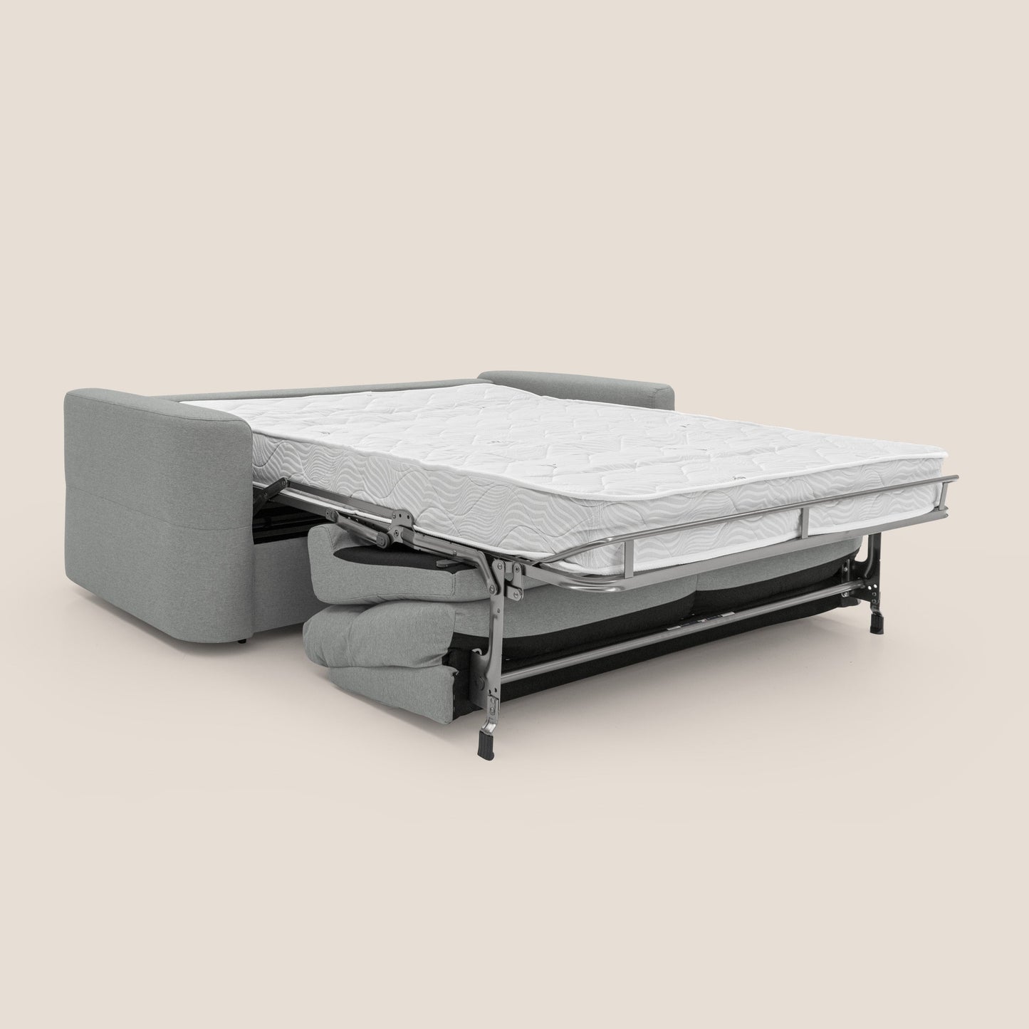 Cupido Divano letto materasso H18 cm e schienale alto in tessuto impermeabile simil cotone T13 grigio