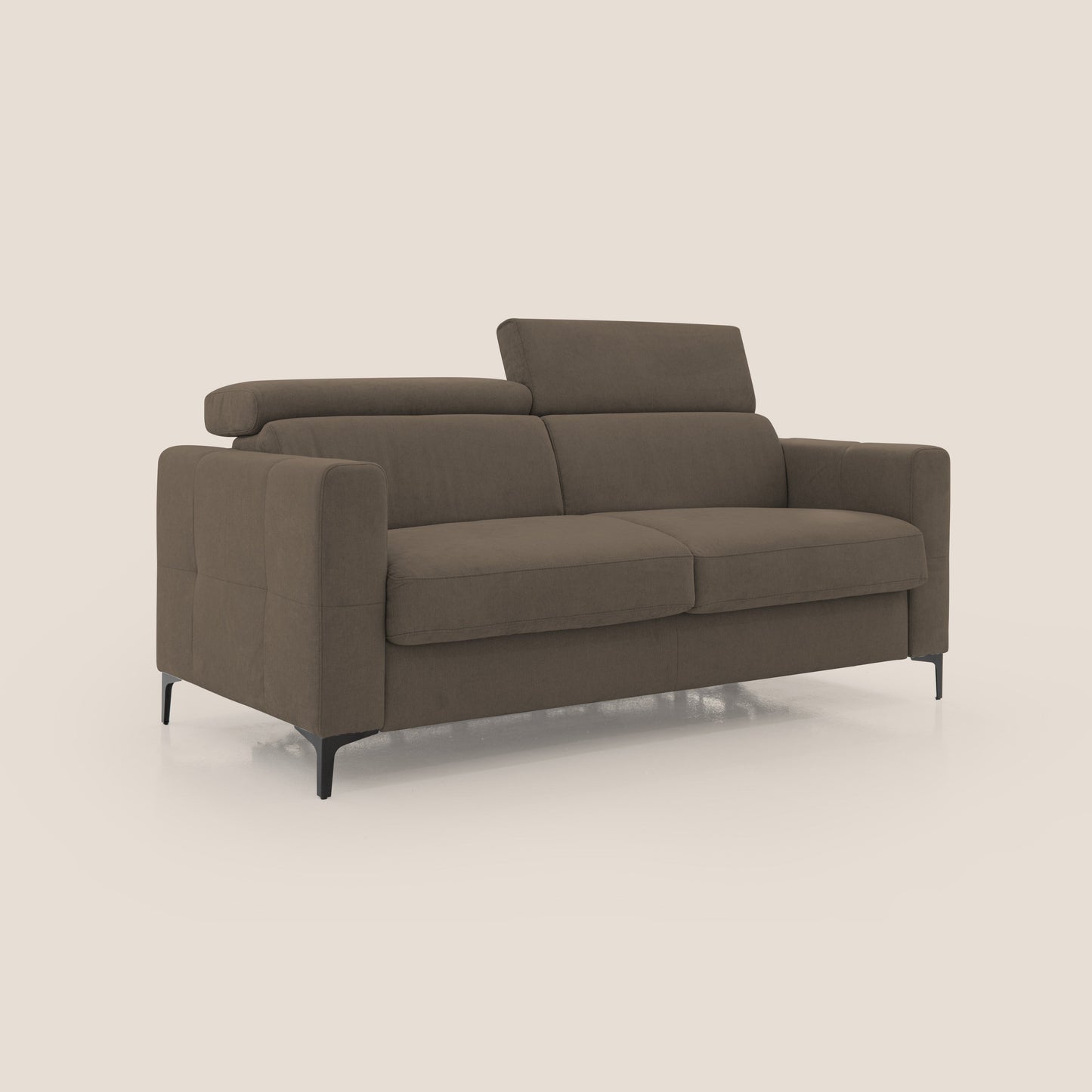 Gardenia divano letto materasso alto 18 cm con poggiatesta reclinabili e rivestimento impermeabile T02 marrone