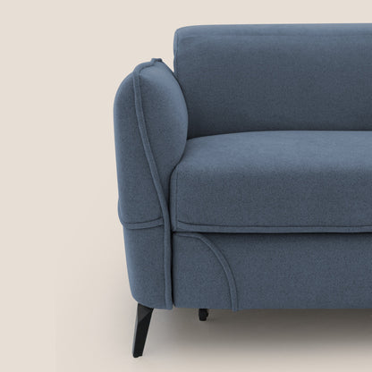 Bloom Divano con poggiapiedi estraibile piedini alti e poggiatesta reclinabili in tessuto bouclé impermeabile T07 blu