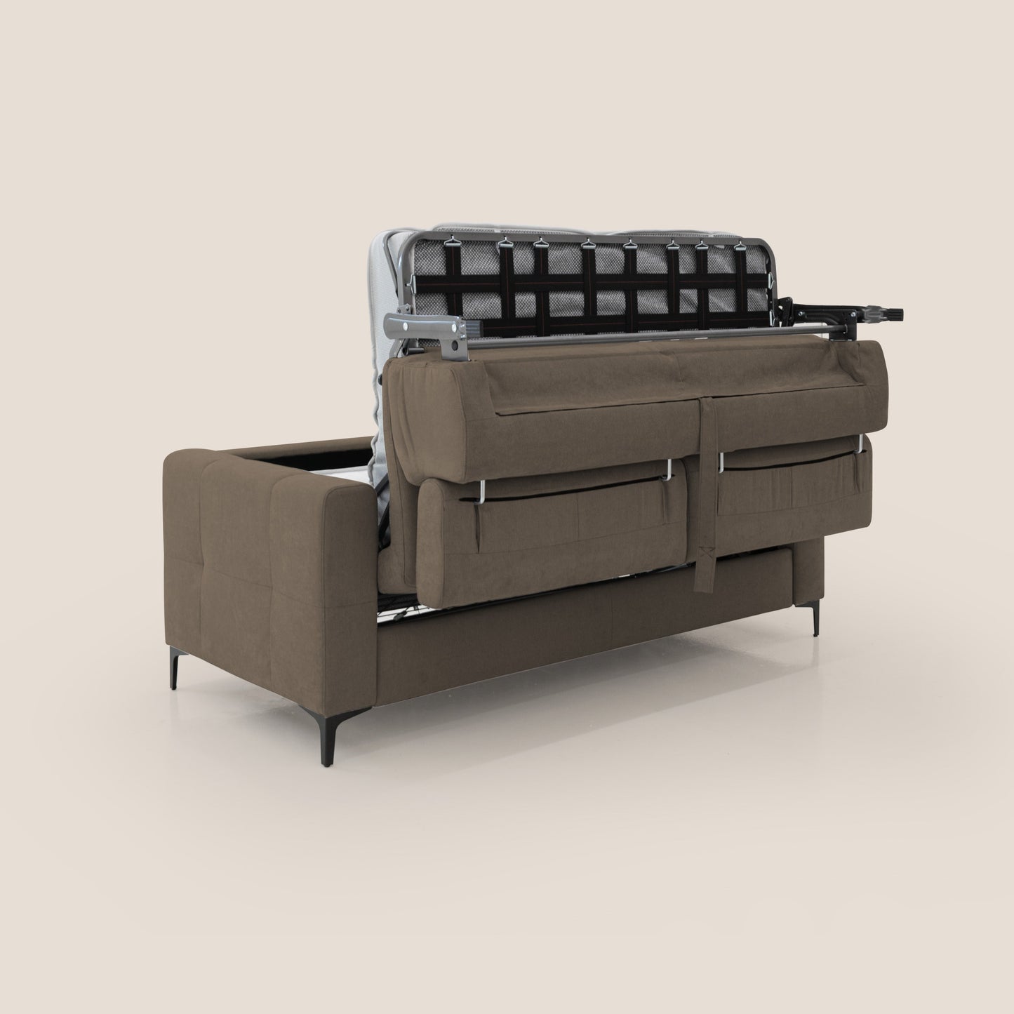 Gardenia divano letto materasso alto 18 cm con poggiatesta reclinabili e rivestimento impermeabile T02 marrone