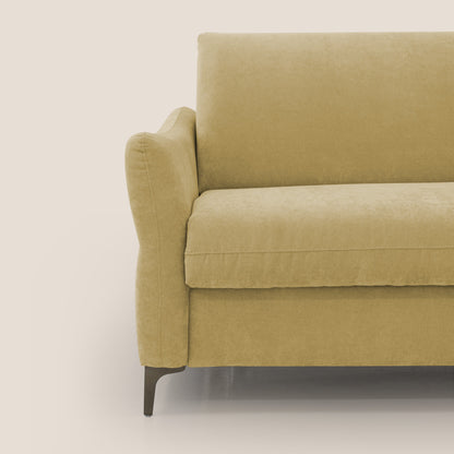 Dalia divano letto con materasso H18 cm e piedi alti in raffinato tessuto smacchiabile T17 giallo