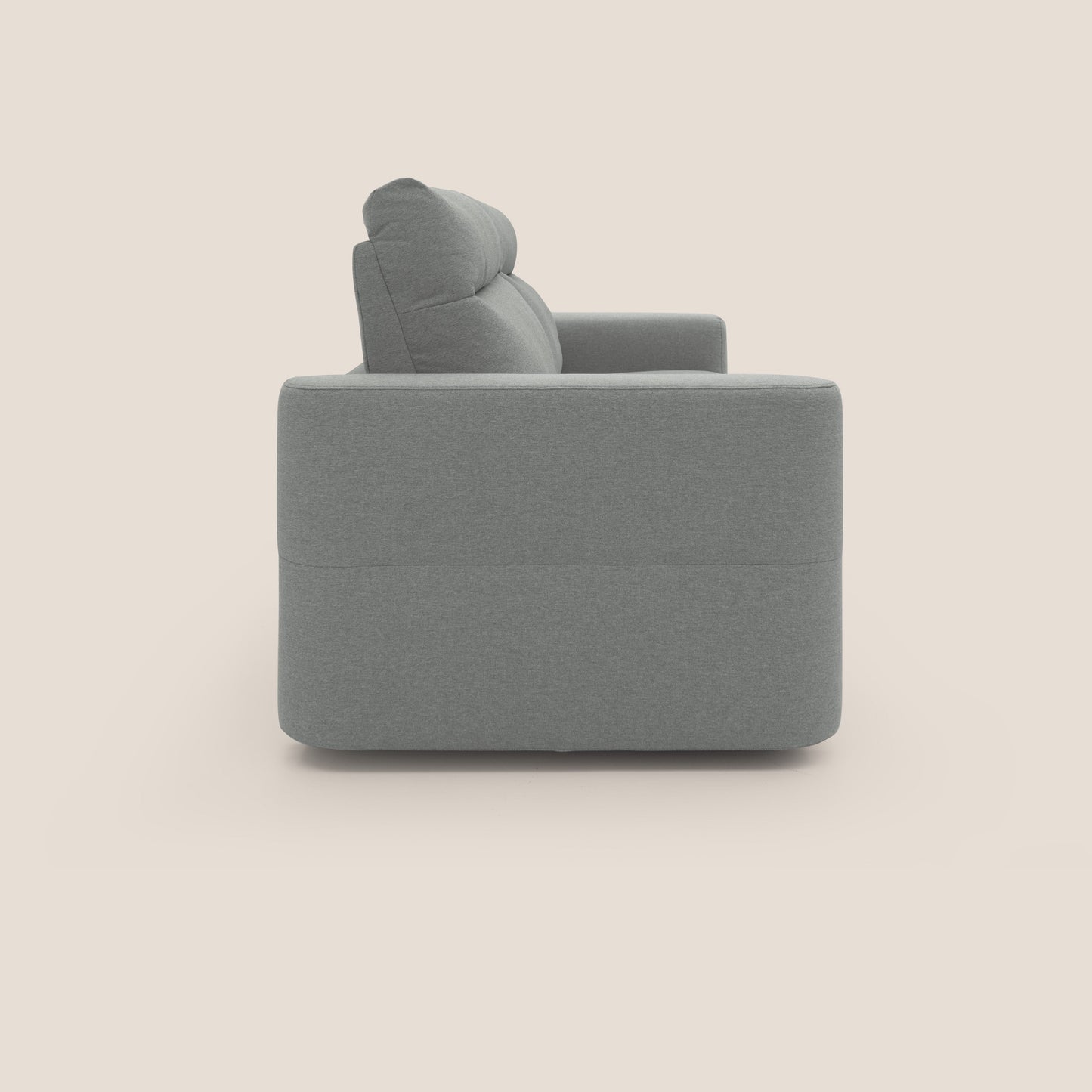 Cupido Divano letto materasso H18 cm e schienale alto in tessuto impermeabile simil cotone T13 grigio