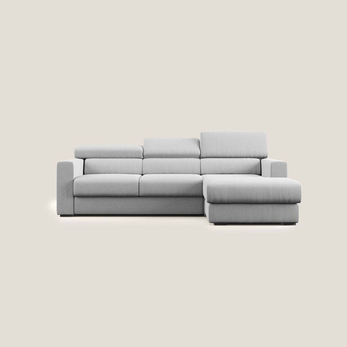 Dylan divano angolare con pouf estraibile poggiapiedi in tessuto simil cotone impermeabile T13 grigio