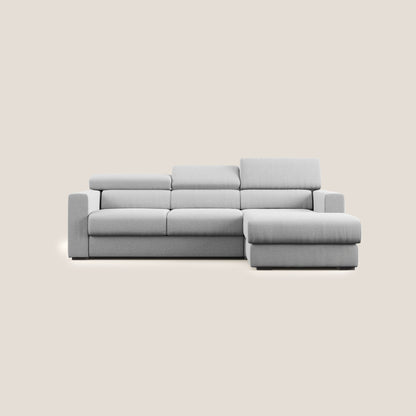 Dylan divano angolare con pouf estraibile poggiapiedi in tessuto simil cotone impermeabile T13 grigio