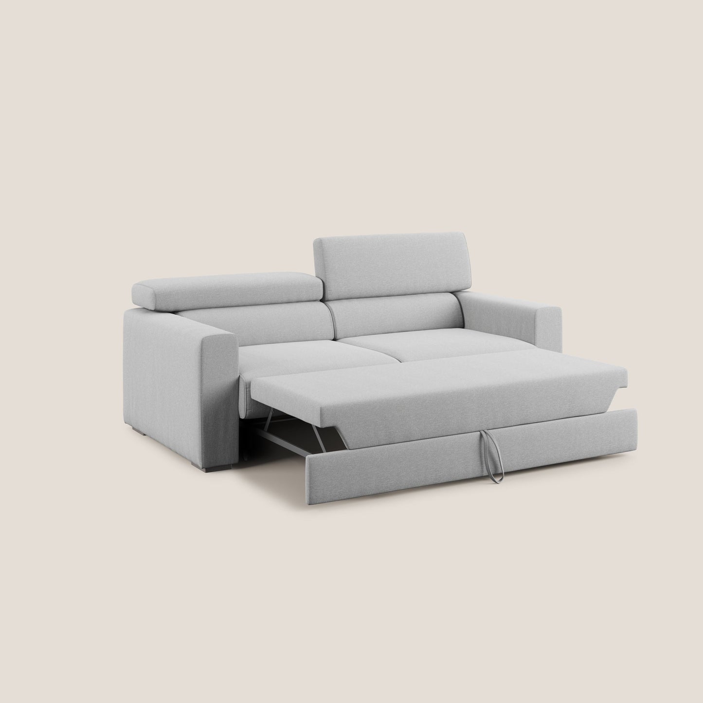 Dylan divano allungabile con pouf estraibile poggiapiedi in tessuto simil cotone impermeabile T13 grigio