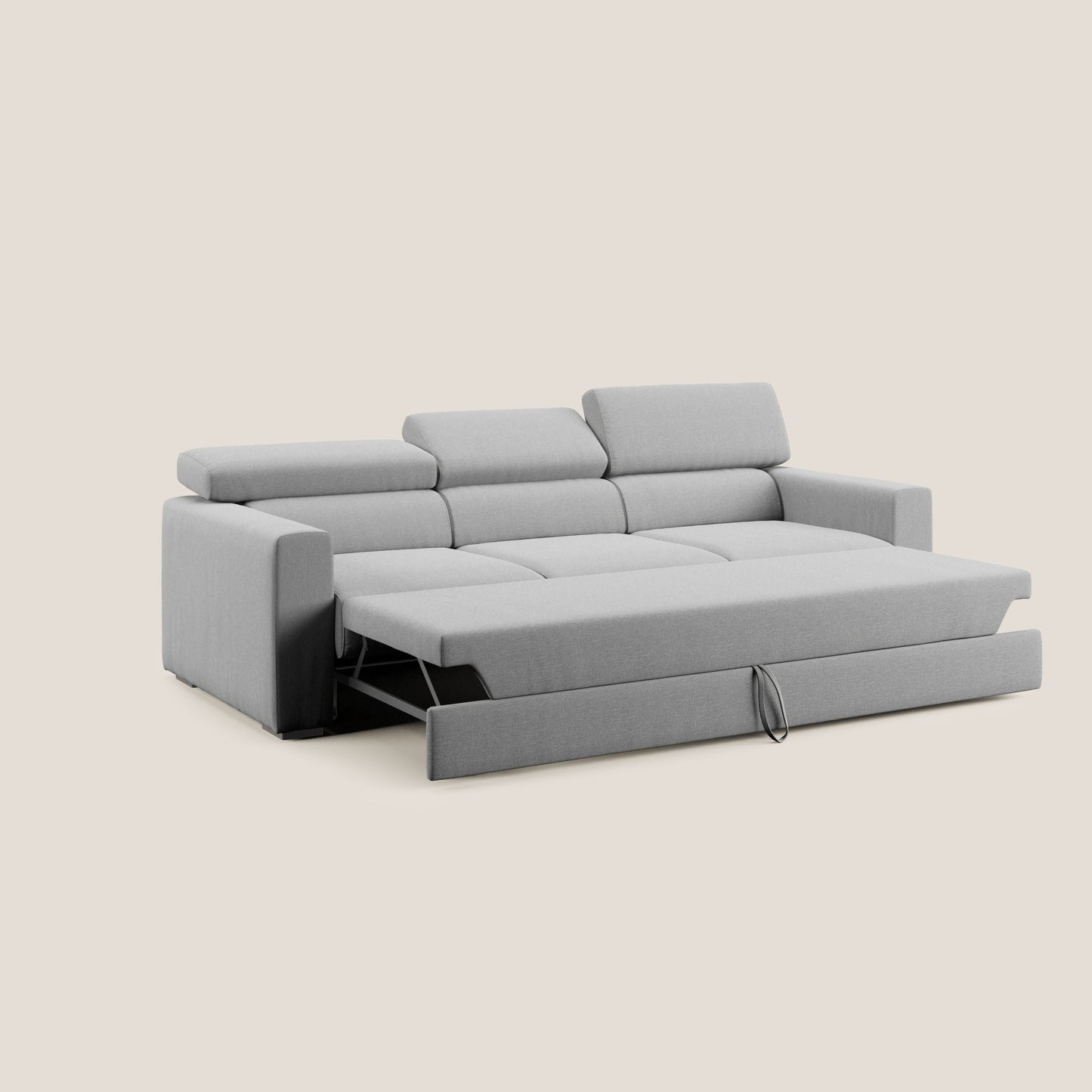Dylan divano a 3 sedute con pouf estraibile poggiapiedi in tessuto simil cotone impermeabile T13 grigio