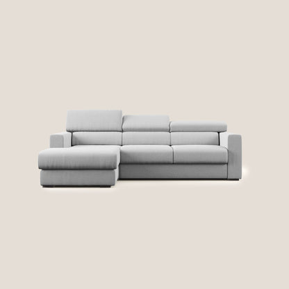 Dylan divano angolare con pouf estraibile poggiapiedi in tessuto simil cotone impermeabile T13 grigio