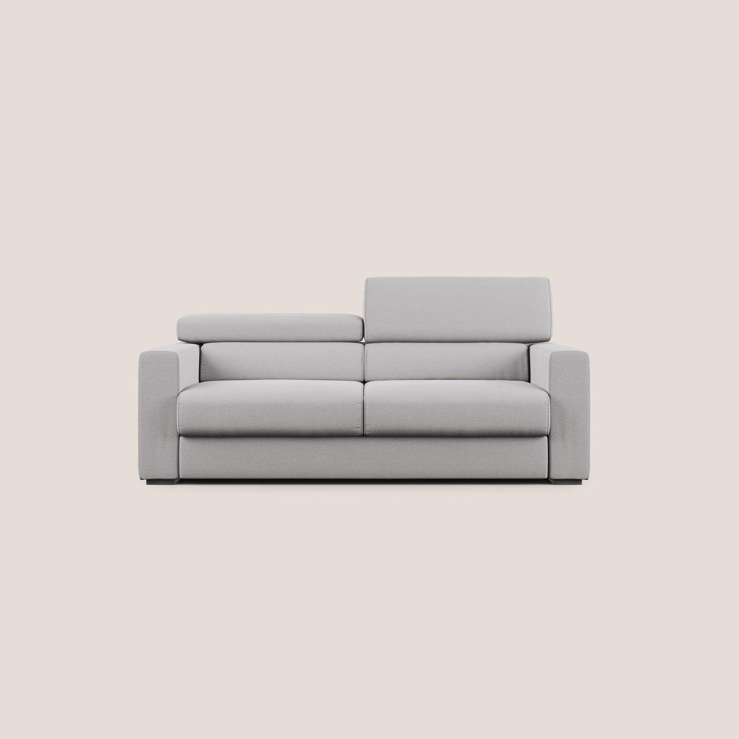 Dylan divano allungabile con pouf estraibile poggiapiedi in tessuto fiammato simil cotone impermeabile T19 grigio