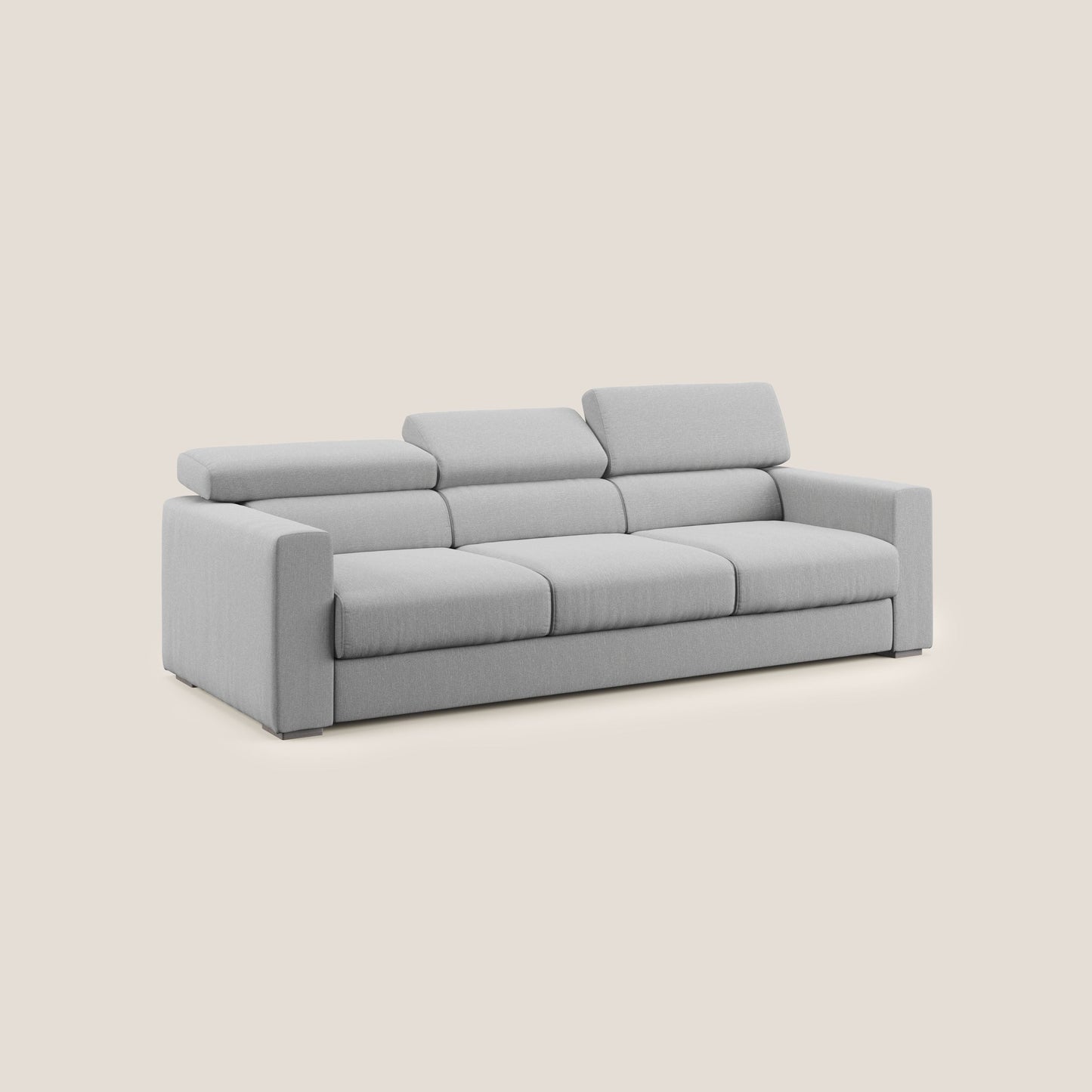 Dylan divano a 3 sedute con pouf estraibile poggiapiedi in tessuto simil cotone impermeabile T13 grigio
