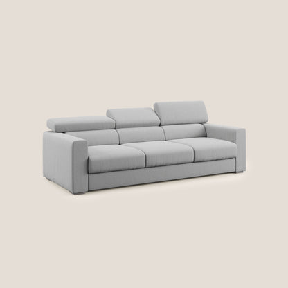Dylan divano a 3 sedute con pouf estraibile poggiapiedi in tessuto simil cotone impermeabile T13 grigio
