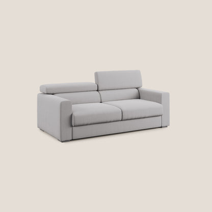 Dylan divano allungabile con pouf estraibile poggiapiedi in tessuto fiammato simil cotone impermeabile T19 grigio