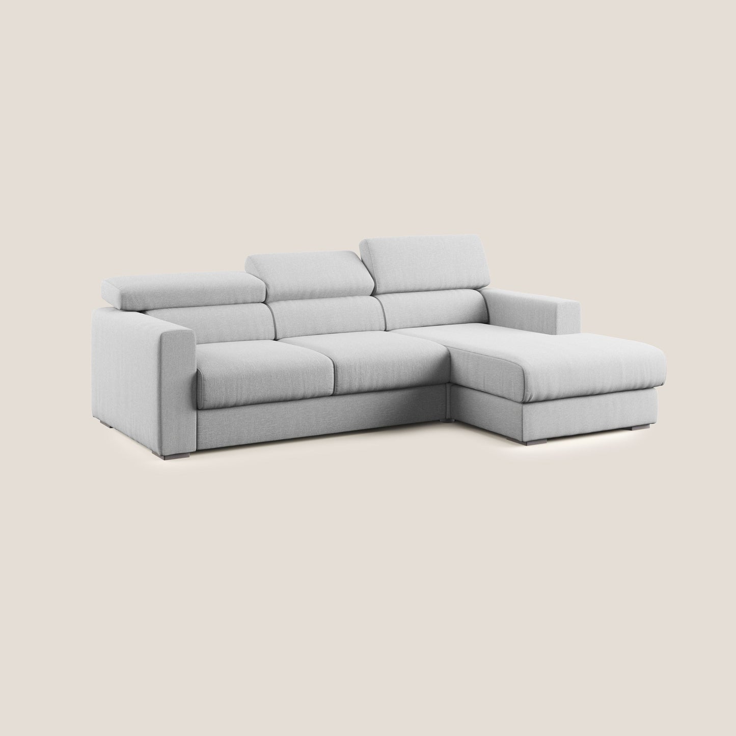 Dylan divano angolare con pouf estraibile poggiapiedi in tessuto simil cotone impermeabile T13 grigio