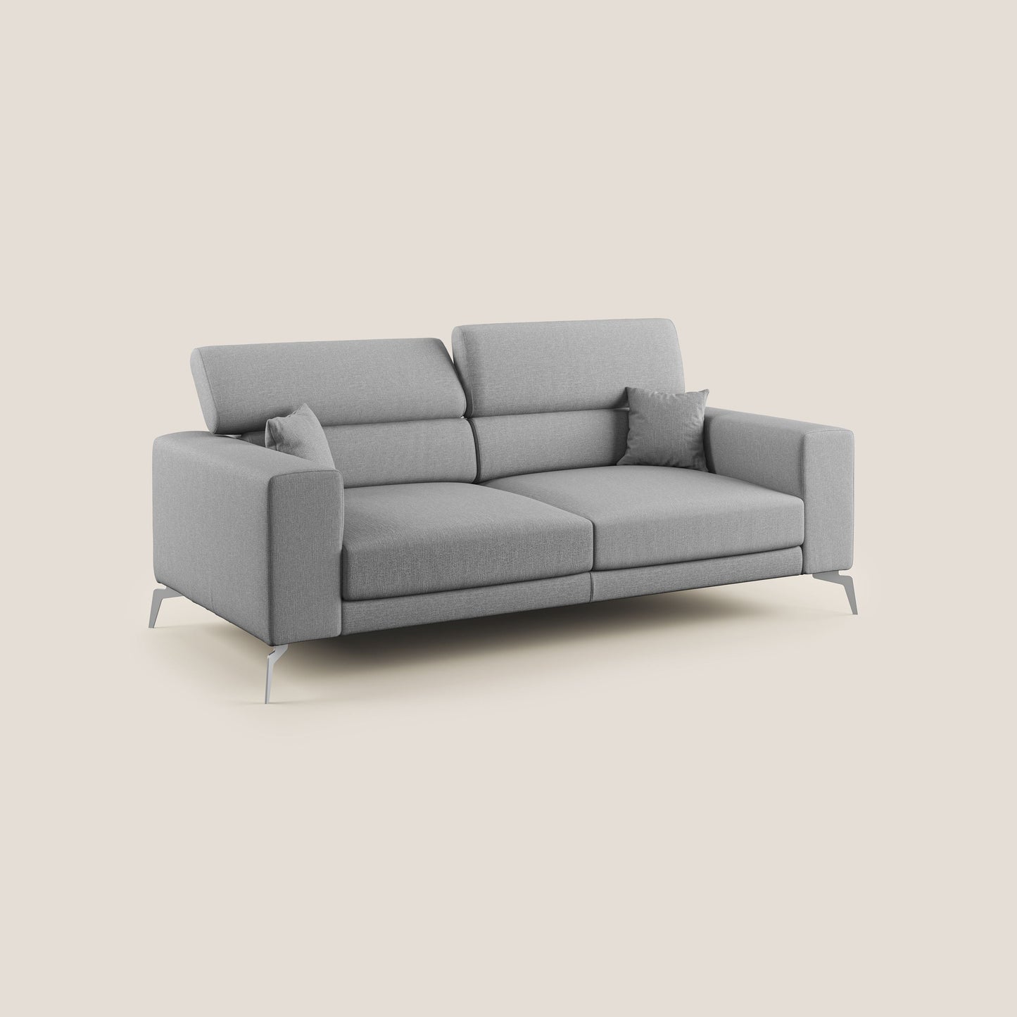 Blade Divano con poggiatesta reclinabili in tessuto impermeabile misto cotone T13 grigio