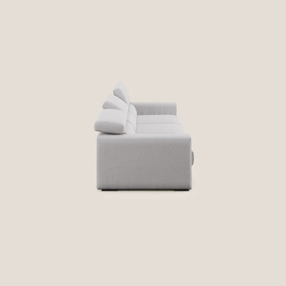 Dylan divano a 3 sedute con pouf estraibile poggiapiedi in tessuto fiammato simil cotone impermeabile T19 grigio