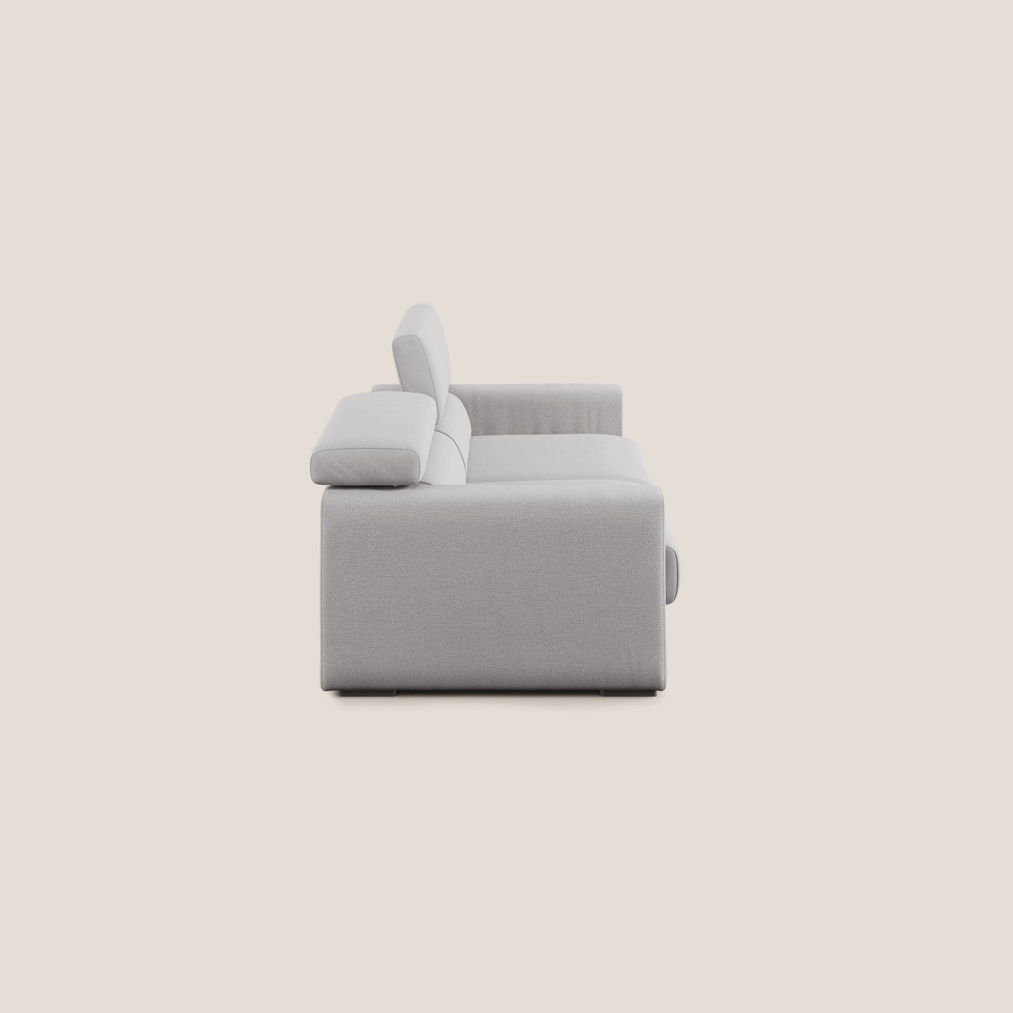 Dylan divano allungabile con pouf estraibile poggiapiedi in tessuto fiammato simil cotone impermeabile T19 grigio