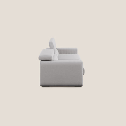 Dylan divano allungabile con pouf estraibile poggiapiedi in tessuto fiammato simil cotone impermeabile T19 grigio