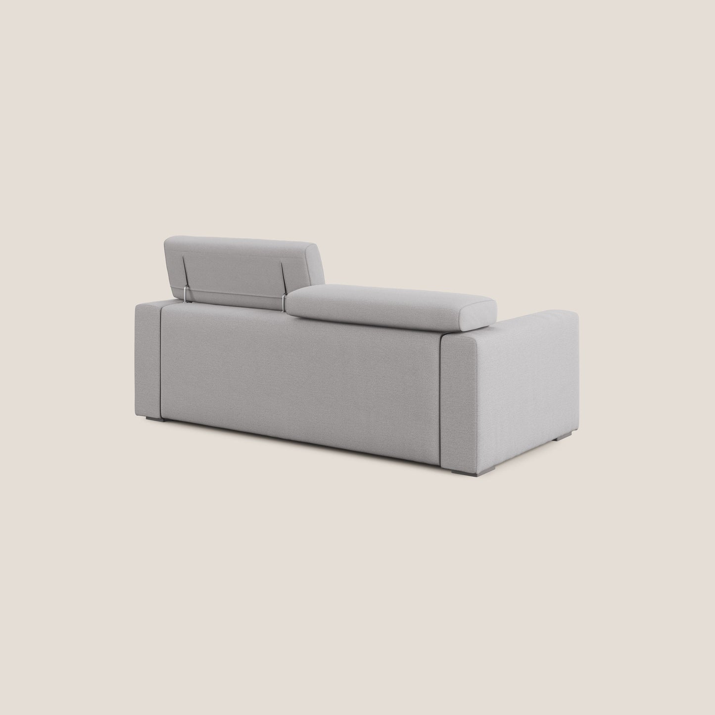 Dylan divano allungabile con pouf estraibile poggiapiedi in tessuto fiammato simil cotone impermeabile T19 grigio