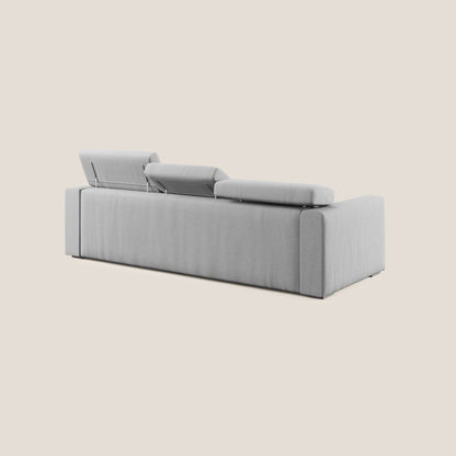 Dylan divano angolare con pouf estraibile poggiapiedi in tessuto simil cotone impermeabile T13 grigio