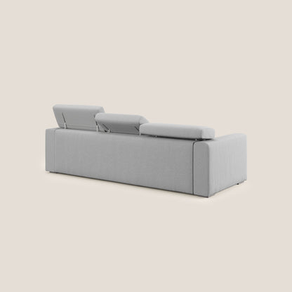 Dylan divano a 3 sedute con pouf estraibile poggiapiedi in tessuto simil cotone impermeabile T13 grigio