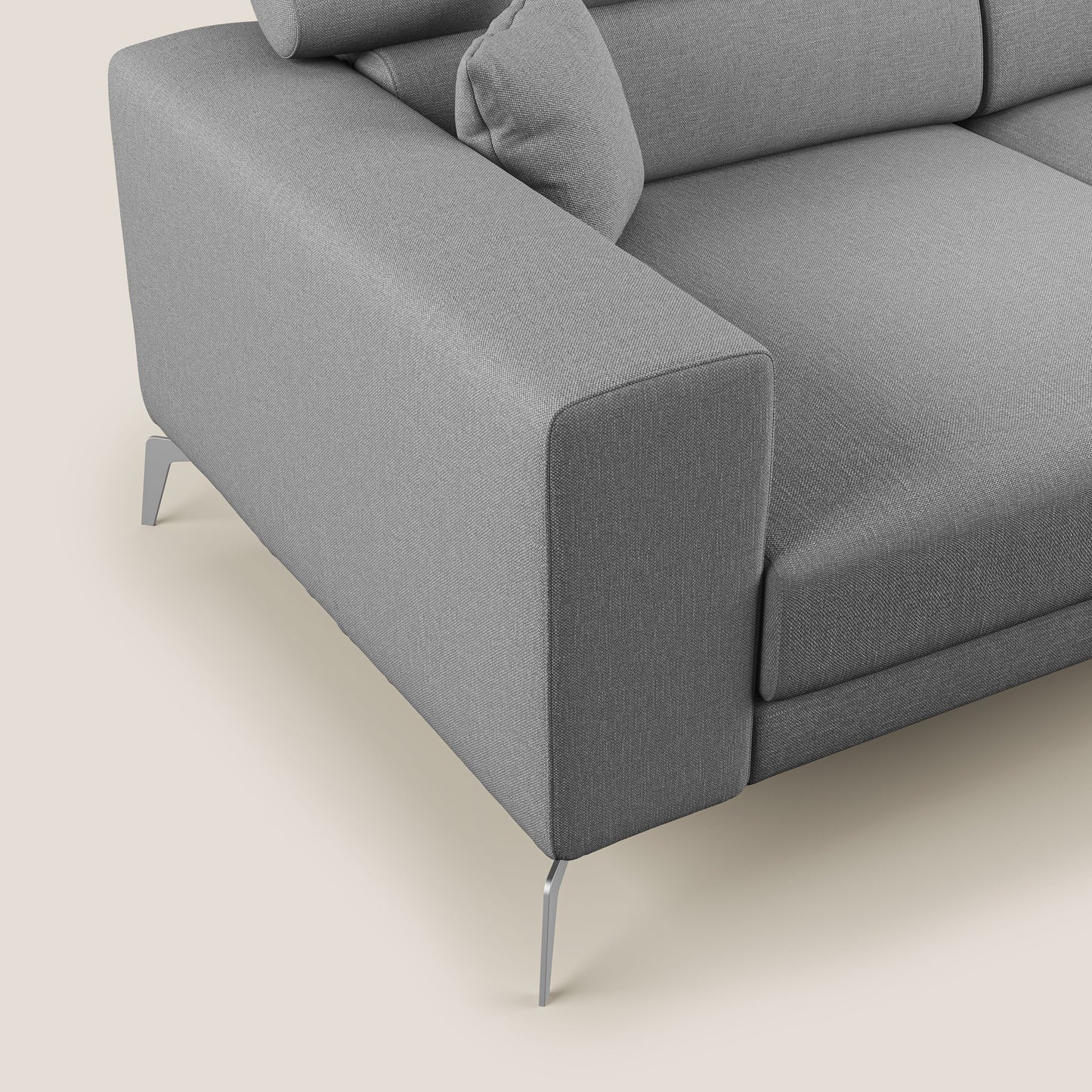 Blade Divano con poggiatesta reclinabili in tessuto impermeabile misto cotone T13 grigio