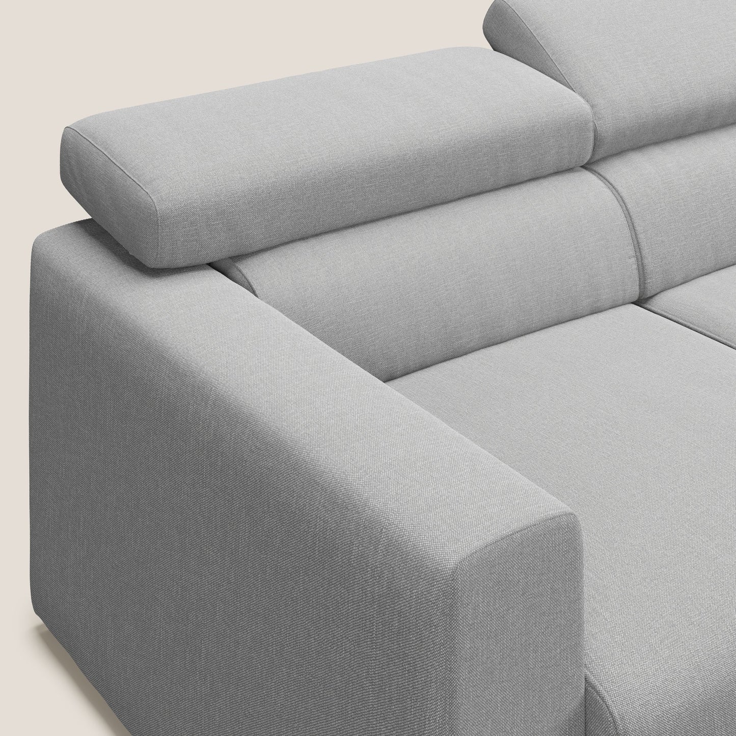 Dylan divano angolare con pouf estraibile poggiapiedi in tessuto simil cotone impermeabile T13 grigio