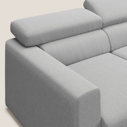 Dylan divano angolare con pouf estraibile poggiapiedi in tessuto simil cotone impermeabile T13 grigio