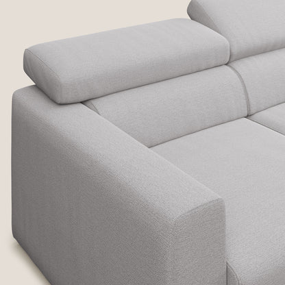 Dylan divano a 3 sedute con pouf estraibile poggiapiedi in tessuto fiammato simil cotone impermeabile T19 grigio