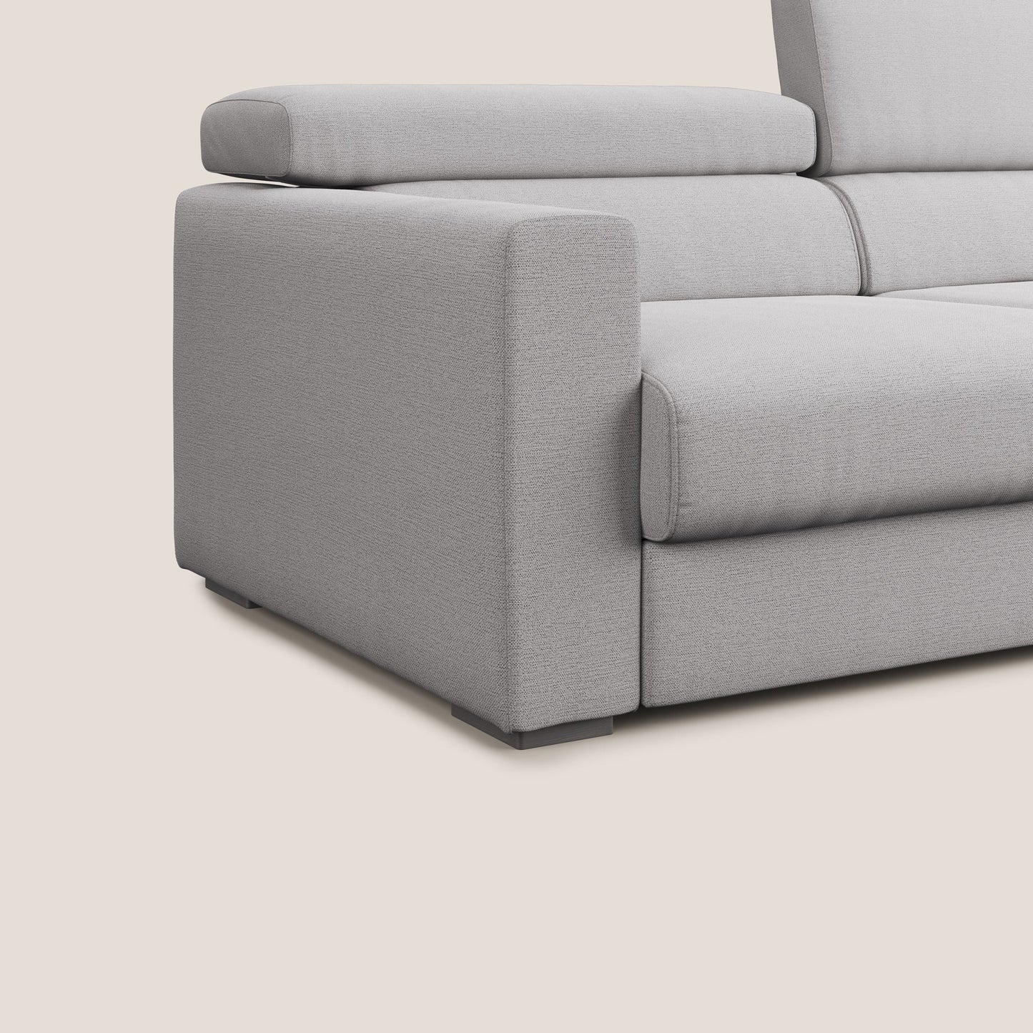 Dylan divano allungabile con pouf estraibile poggiapiedi in tessuto fiammato simil cotone impermeabile T19 grigio
