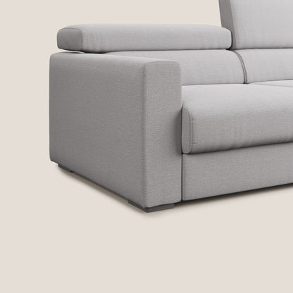 Dylan divano allungabile con pouf estraibile poggiapiedi in tessuto fiammato simil cotone impermeabile T19 grigio