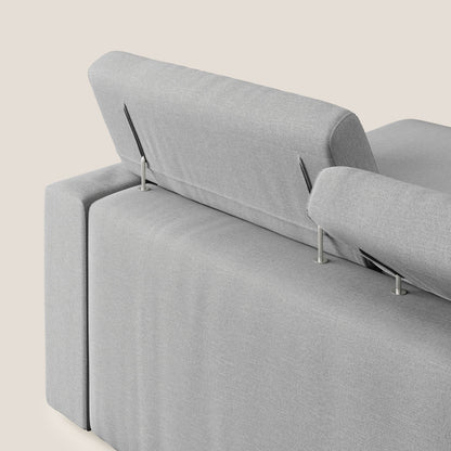 Dylan divano angolare con pouf estraibile poggiapiedi in tessuto simil cotone impermeabile T13 grigio